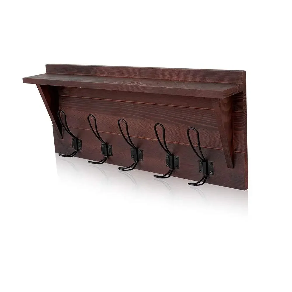 Concept Decorative Floating Mounted Wall Shelves with Hooks